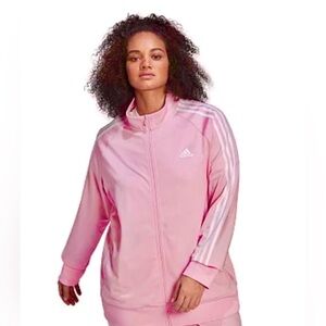 Adidas Women’s Plus Size Pink Three Stripes Track Jacket, 3XL